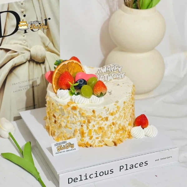 Bánh kem bắp phủ hạnh nhân