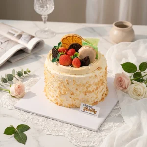 Bánh kem bắp trang trí trái cây