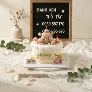 Bánh kem tạo hình gấu nâu dễ thương