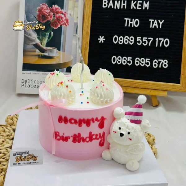 Bánh kem trang trí gấu trắng cute