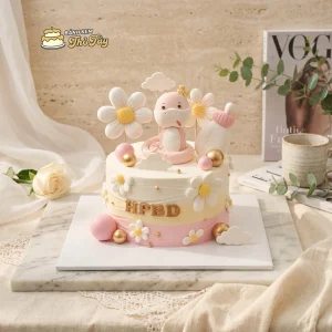 Bánh kem em bé tone hồng dễ thương
