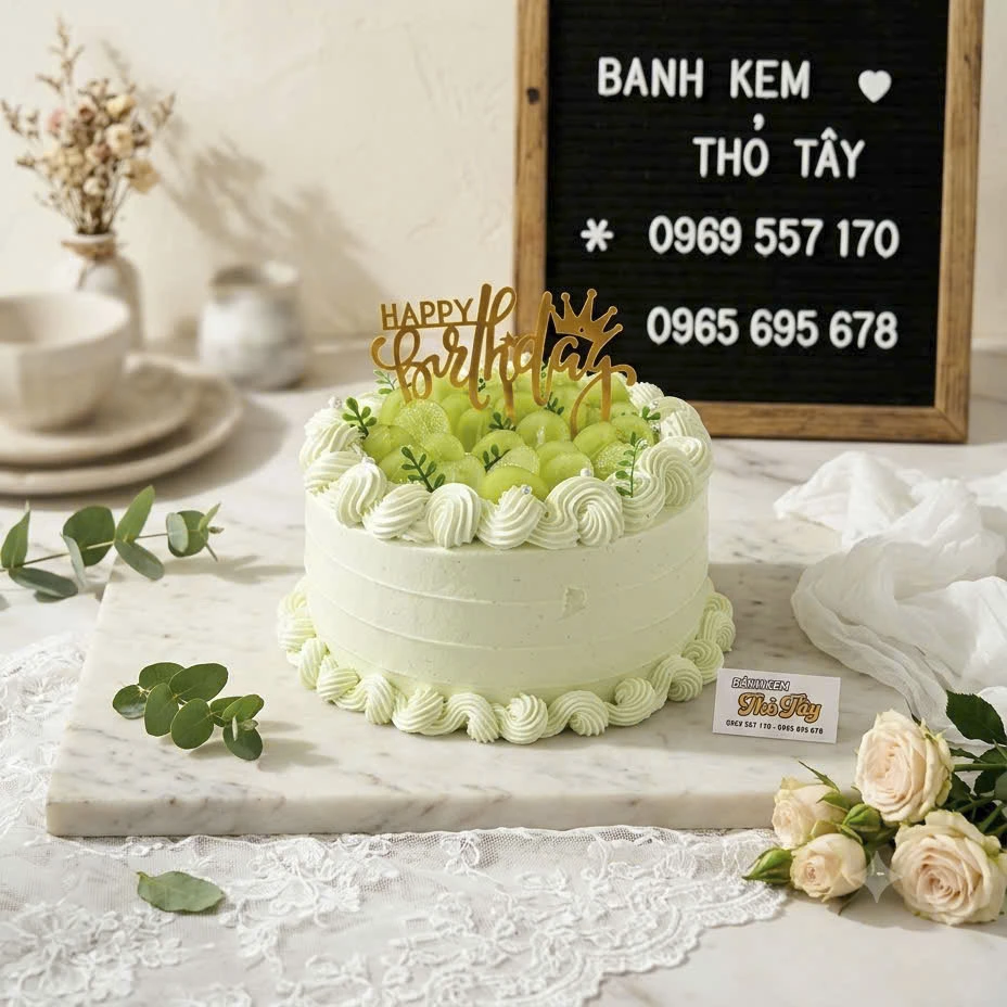 Bánh kem nho xanh hàn quốc