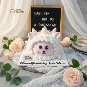 Bánh kem tạo hình cừu trắng
