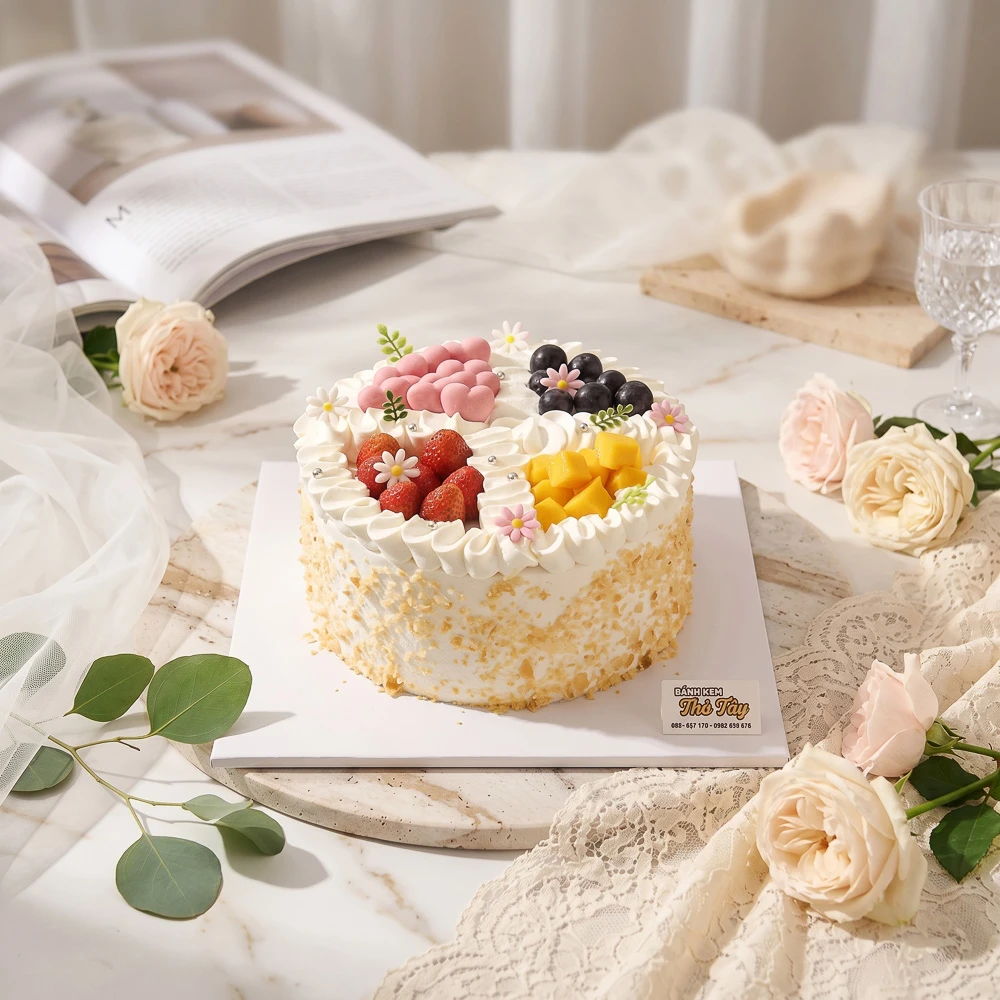 Bánh kem bắp 4 vị trái cây