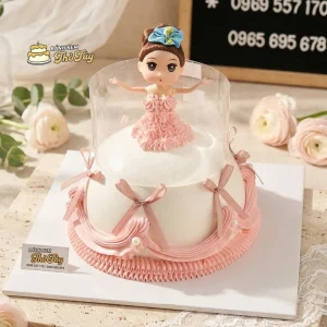 Bánh kem cồng chúa hồng váy chảy