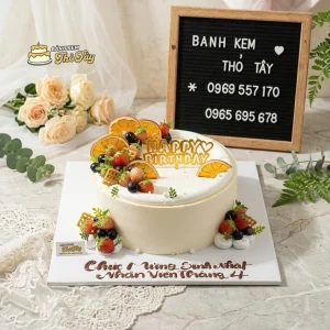 Bánh kem trái cây tươi trang trí cam lát
