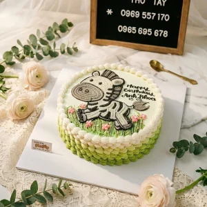 Bánh kem vẽ hình ngựa vằn