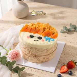 Bánh bông lan trứng muối mặt cười đeo kính