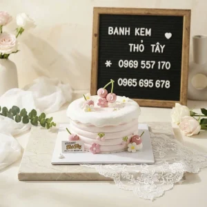 Bánh kem cherry hồng