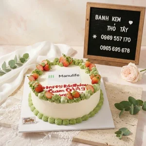 Bánh kem công ty viền xanh thanh lịch