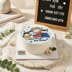 Bánh vẽ gia đình mừng thọ