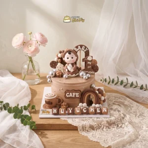 Bánh kem thôi nôi tone nâu cafe