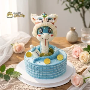Bánh kem rắn cute tone xanh dương
