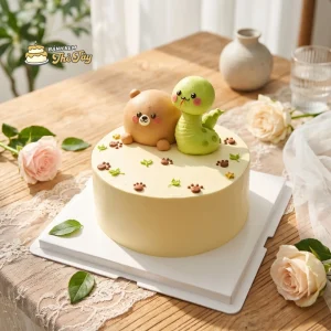 Bánh kem trang trí gấu baby ngộ nghĩnh