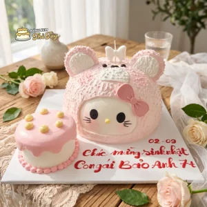 Bánh sinh nhật tone hồng dâu ngọt ngào